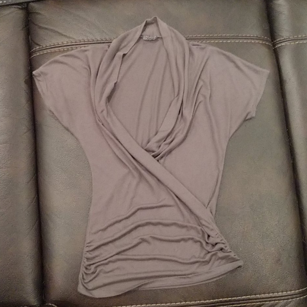 Women's gray cross-over top